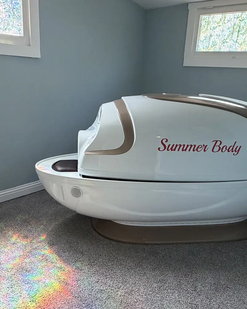 The Summer Body Pod, lid closed, its name lettered along the shell.